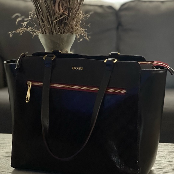 VTG BOSI Deep Burgandy/Merlot RedLEATHER Bottom Studs TOTE/SATCHEL/SHOULDER BAG - Picture 15 of 16